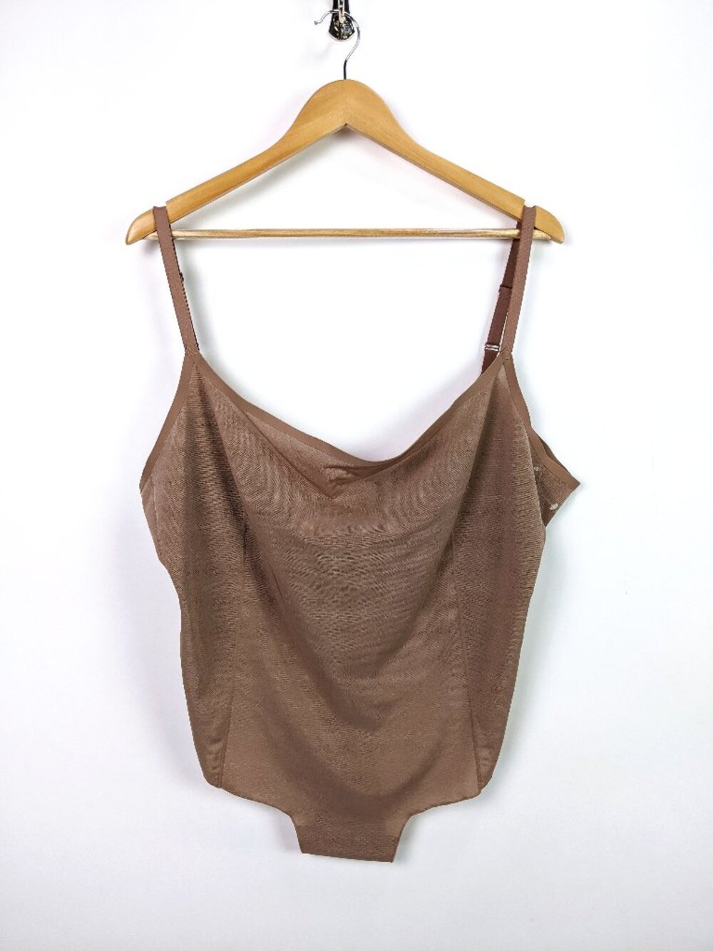 Skims Womens Sheer Mesh Sculpt Thong Bodysuit in Cocoa Brown Size 4X